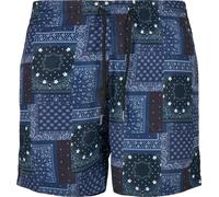 Urban Classics Herren Swim Shorts - Schnelltrocknende Badehose mit Innenslip und Taschen für Strand Pool Urlaub und sportliche Aktivitäten,Navy Bandana AOP,XL
