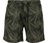 Urban Classics Herren Swim Shorts - Schnelltrocknende Badehose mit Innenslip und Taschen für Strand Pool Urlaub und sportliche Aktivitäten,Palm/Olive,M