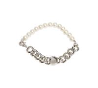 Pearl Flat Chain Bracelet, silver, L/XL
