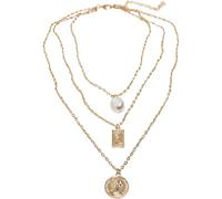 Urban Classics Pearl Layering Necklace Frauen Halskette goldfarben