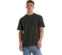 Urban Classics Men's TB7311-Printed Pinstripe Tee T-Shirt, Black/White/Paleyellow, M