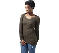 Urban Classics Damen-Strickpullover Ladies Long Wideneck Sweater – oliv – Größe S