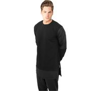 URBAN CLASSICS LONG ZIPPED LEATHER IMITATION PULLOVER SCHWARZ, Größe:M