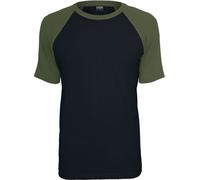 Urban Classics Herren Raglan Contrast Tee - Kurzarm T-Shirt aus Baumwolle mit farblich abgesetzten Ärmeln im sportlichen Raglan Stil für Freizeit & Streetwear,Blk/Olive,S