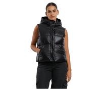 Steppweste URBAN CLASSICS "Urban Classics Ladies Recycled Shiny Puffer Vest with Hood", Damen, Gr. L, schwarz, 100% Polyamid, Westen Steppweste (90526662-L) schwarz