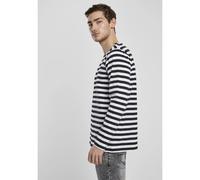 Urban Classics Langarmshirt Regular Stripe LS – gestreift, 100% Baumwolle – Weiß/Schwarz 3XL