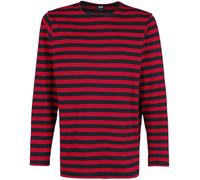 Urban Classics Langarm-Shirt Regular Stripe LS – gestreift, Baumwolle – Firered/Black, Gr. M