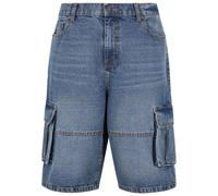 Shorts URBAN CLASSICS "Urban Classics Relaxed Denim Cargo Shorts", Herren, Gr. 34, Normalgrößen, mid tiefblau washed, 100% Baumwolle, unifarben, relaxed fit, Hosen (88407161-34) mid tiefblau washed