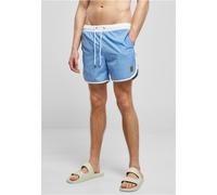 Urban Classics Herren Badehose Retro Swimshorts – Kordelzug, elastischer Bund – Weiß/Horizonblau S