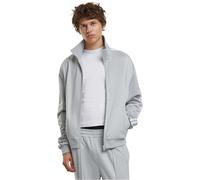 Trainingsjacke URBAN CLASSICS "Urban Classics Retro Tricot Track Jacket", Herren, Gr. L, grau (lightasphalt), 100% Polyester, gestreift, klassisch, normal, amerikanischer Ausschnitt, Langarm, Jacken (