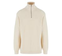 Sweater URBAN CLASSICS "Urban Classics Rib Basic Troyer", Herren, Gr. S, sandweiß, 50% Baumwolle, 50% Polyacryl, unifarben, Sweatshirts Sweater (91179249-S) sandweiß