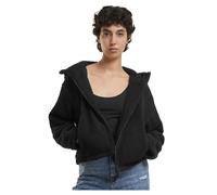 Allwetterjacke URBAN CLASSICS "Urban Classics Ladies Short Hooded Sherpa Jacket", Damen, Gr. 4XL, schwarz, 100% Polyester, unifarben, normal, ohne Ausschnitt, Jacken (26818035-4XL) schwarz
