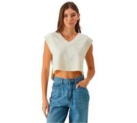 Steppweste URBAN CLASSICS "Urban Classics Ladies Soft Knit Pullunder", Damen, Gr. M, sandweiß, 76% Polyester, 10% Polyacryl, 8% Polyamid, 6% Elasthan, Westen Steppweste (57315647-M) sandweiß