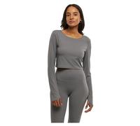 Longsleeve URBAN CLASSICS "Urban Classics Ladies Sports Longsleeve Ladies Sports Longsleeve", Damen, Gr. S, senior grau, 80% Nylon, 20% Elasthan, unifarben, loose fit, Rundhals, Shirts (40738706-S) se