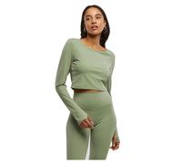 Urban Classics Damen Langarmshirt Sports Longsleeve – taillenlang, mit Pads – matcha grün, XS–XL