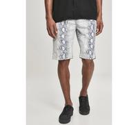 Stoffhose URBAN CLASSICS "Urban Classics Herren AOP Stretch Shorts", Herren, Gr. 30, Normalgrößen, sanftes weiß snake, 98% Baumwolle, 2% Elasthan, normal, Hosen Stoffhose (45064004-30) sanftes weiß sn