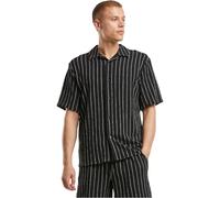 Urban Classics Herren Kurzarmhemd TB7342 Striped Crinkle Resort Shirt, gestreift, Black/Offwhite M
