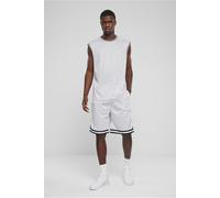 Urban Classics Herren Shorts Striped Mesh Shorts, lässige Shorts für Männer, gestreift, knielang, white/black, M