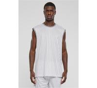 Urban Classics Herren Tank Top Striped Mesh Tanktop, gestreiftes Tank Top für Männer, Regular Fit, Polyester-Mesh, white/black, XL