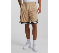 Urban Classics Herren Shorts Stripes Mesh Shorts, lässige Mesh Shorts für Männer, Straight leg, unionbeige/black/white, S