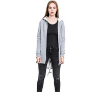 Urban Classics Damen Sweatjacke Ladies Sweat Parka, lange Kapuzenjacke im Stil eines Zip Hoodie - Farbe grau, Größe M
