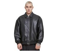 Lederjacke URBAN CLASSICS "Urban Classics Synthetic Leather Blouson", Herren, Gr. 3XL, schwarz, 100% Viskose, unifarben, normal, amerikanischer Ausschnitt, Jacken (40500613-XXXL) schwarz