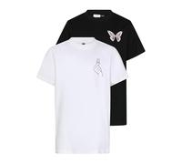 Urban Classics T-Shirt 2 Pack - Kurzarm - Butterfly & Love Sign Black+White, 158/164