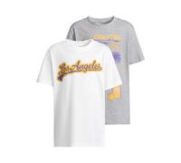 Urban Classics Boy's UCK7906A-T-Shirt 2 Pack-Kurzarm-Los Angeles Compton T-Shirt, White+heathergrey, 110/116 cm