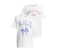 Urban Classics T-Shirt 2er-Pack USA Bow & Girls Club Kurzarm Damen Weiß/Weiß Gr. 134/140
