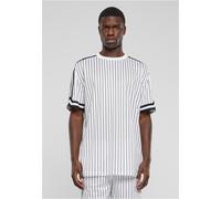 Urban Classics Herren T-Shirt Oversized Striped Mesh Tee, lässiges gestreiftes Mesh T-Shirt für Männer, Rundhals, Regular Fit, white/black, XXL