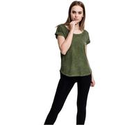 Urban Classics TB1196 Damen T-Shirt Ladies Long Back Shaped Spray Dye Tee Grün (Olive 176), X-Small