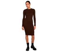 Urban Classics Damen Kleid Ladies Rib Dress, figurbetontes, hochgeschlossenes Rippenkleid, Langarm Kleid, Größen XS - XL