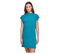 Urban Classics Damen Turtle Extended Shoulder Dress - Baumwoll Kleid mit Stehkragen & überschnittenen Schultern, Regular Fit für Freizeit, Alltag & Streetwear,Watergreen,L