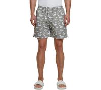 Badeshorts URBAN CLASSICS "Urban Classics Herren Pattern Swim Shorts", Herren, Gr. M, US-Größen, paleolive, weiß, 100% Polyester, Badehosen Badeshorts (58640600-M) paleolive, weiß