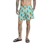 Urban Classics Badeshorts Pattern – schnelltrocknend, mit Innenslip & Taschen – Türkis 3XL
