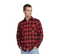 Urban Classics Herren Hemd TB297 Flannel – kariert, 100% Baumwolle – Schwarz/Rot, Größe M
