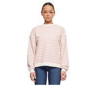 Urban Classics Damen-Sweatshirt TB6135 – Oversized, gestreift, Rundhals – Lemonadepink/Whitesand – 4XL