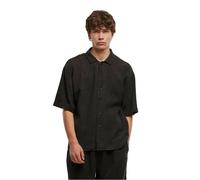 Langarmhemd URBAN CLASSICS "Urban Classics Acid Washed Musselin Shirt", Herren, Gr. L, US-Größen, schwarz, 100% Baumwolle, unifarben, normal, Hemden (29742301-L) schwarz