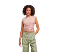 T-Shirt URBAN CLASSICS "Urban Classics Ladies Cropped Wrapped Top", Damen, Gr. XS, powderrose, 95% Baumwolle, 5% Elasthan, unifarben, slim fit, Rundhals, Shirts T-Shirt (62012213-XS) powderrose