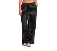Stoffhose URBAN CLASSICS "Urban Classics Ladies Structured Striped Relaxed Fit Pants", Damen, Gr. S, US-Größen, schwarz-weiß (schwarz, sanftes weiß), 92% Polyester, 6% Viskose, 2% Elasthan, gestreift,