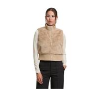 Steppweste URBAN CLASSICS "Urban Classics Ladies Cropped Faux Fur Vest", Damen, Gr. L, wetsand, 100% Polyester, Westen Steppweste (85795949-L) wetsand