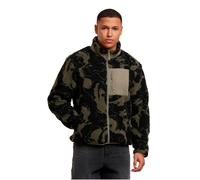 Allwetterjacke URBAN CLASSICS "Urban Classics Pattern Teddy Trackjacket", Herren, Gr. 3XL, grün (oliveswirl), 100% Polyester, kariert, oversize, amerikanischer Ausschnitt, Jacken (24261238-XXXL) olive