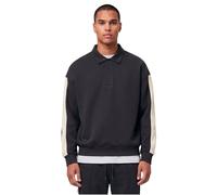 Langarmshirt URBAN CLASSICS "Urban Classics Oversized Piqué Longsleeve Polo", Herren, Gr. XXL, schwarz, 81% Polyester, 15% Viskose, 4% Elasthan, unifarben, oversize, amerikanischer Ausschnitt, Shirts