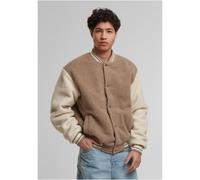 Collegejacke URBAN CLASSICS "Urban Classics Teddy College Jacket", Herren, Gr. L, schwarztaupe, 100% Polyester, mehrfarbig, loose fit, amerikanischer Ausschnitt, Jacken Collegejacke (46064562-L) schwa
