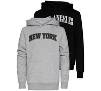 Urban Classics Hoody 2 Pack - Langarm - Los Angeles & New York Black+heathergrey, 134/140