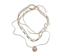 Urban Classics Unisex Halskette für Männer und Frauen Coin Layering Necklace, vierreihige Modeschmuck-Kette, gold, one size