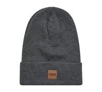 URBAN CLASSICS Beanie »Leatherpatch Long Beanie«, anthrazit