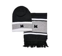 Beanie URBAN CLASSICS "Urban Classics Unisex College Team Package Beanie and Scarf", Damen, Gr. onesize, schwarz, erdgrau, weiß, Kunstfaser, Mützen Beanie (81298015-0) schwarz, erdgrau, weiß
