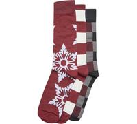 Urban Classics Unisex Socken Christmas Snowflakes Socks 3-Pack burgundy 47-50