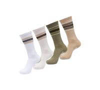 Urban Classics Unisex Socken Layering Stripe Socks 4-Pack white/whitesand/tiniolive/unionbeige 47-50